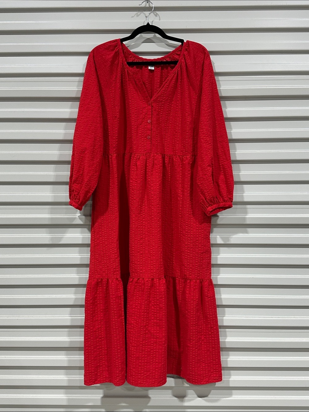Old Navy Scarlet Red Long Sleeve Tiered Midi Dress